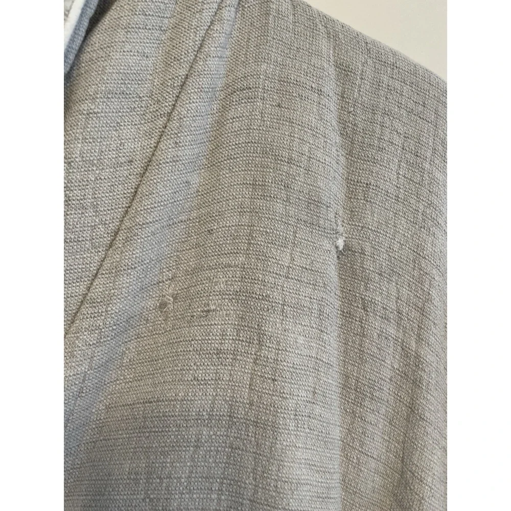 Restoration Hardware French Terry Robe Women Small Grey Pocket Tie Cotton FLAW